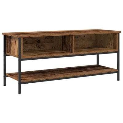 VidaXL Tv-meubel 100x35x45 cm bewerkt hout en staal oud houtkleurig