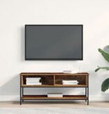 VidaXL Tv-meubel 100x35x45 cm bewerkt hout en staal oud houtkleurig