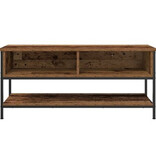 VidaXL Tv-meubel 100x35x45 cm bewerkt hout en staal oud houtkleurig