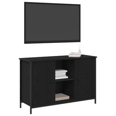 VidaXL Tv-meubel 101x35x65 cm bewerkt hout en staal zwart eikenkleur