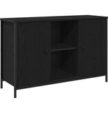 VidaXL Tv-meubel 101x35x65 cm bewerkt hout en staal zwart eikenkleur