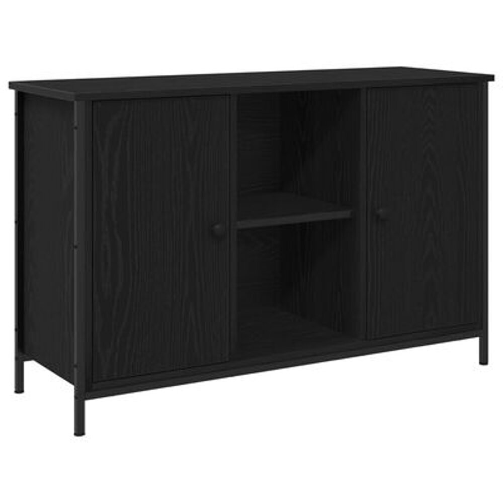 VidaXL Tv-meubel 101x35x65 cm bewerkt hout en staal zwart eikenkleur