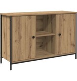 VidaXL Tv-meubel 101x35x65 cm bewerkt hout en staal zwart eikenkleur