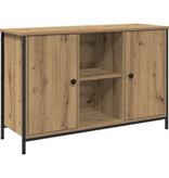 VidaXL Tv-meubel 101x35x65 cm bewerkt hout en staal zwart eikenkleur