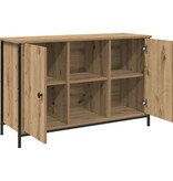 VidaXL Tv-meubel 101x35x65 cm bewerkt hout en staal zwart eikenkleur