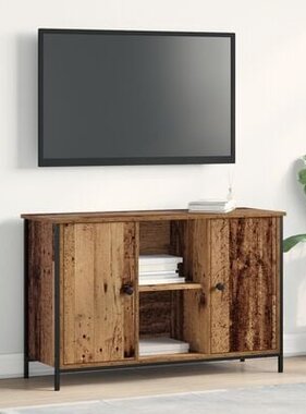 VidaXL Tv-meubel 101x35x65 cm bewert hout en staal artisanaal eiken