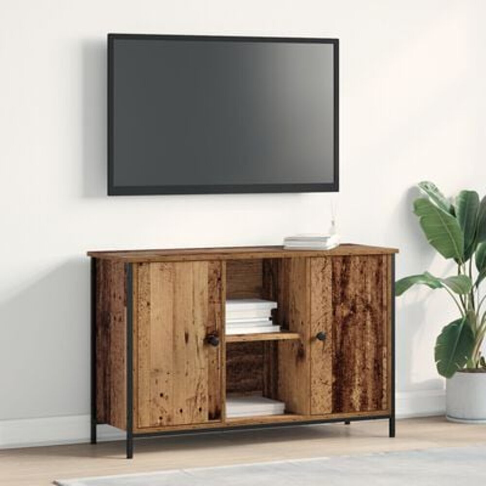 VidaXL Tv-meubel 101x35x65 cm bewert hout en staal artisanaal eiken