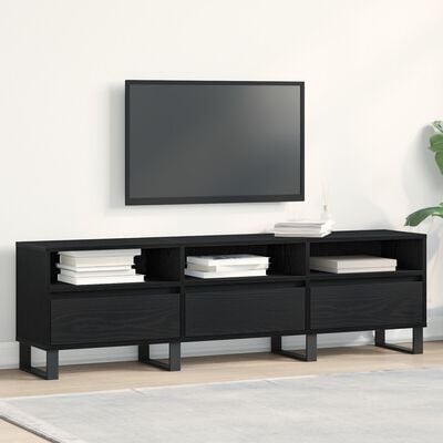 VidaXL TV Cabinet Zwart Eiken 150x30x44,5 cm Bewerkt Hout