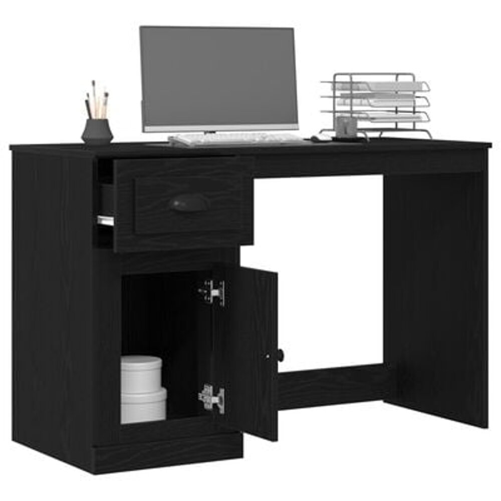 VidaXL Bureau met opbergruimte 50x115x75 cm bewerkt hout zwart eiken