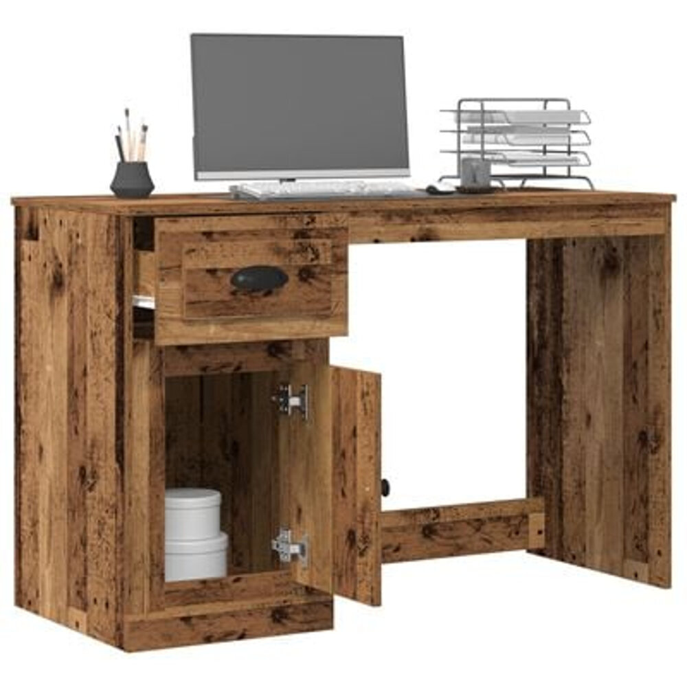 VidaXL Bureau met opbergruimte 50x115x75 cm bewerkt hout zwart eiken