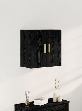 VidaXL Zwarte Eiken Wandkast - 60x30x60 cm, Gemaakt van Bewerkt Hout