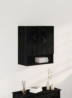 VidaXL Wandkast Zwart Eiken 60x30x70 cm Gelaagd Hout