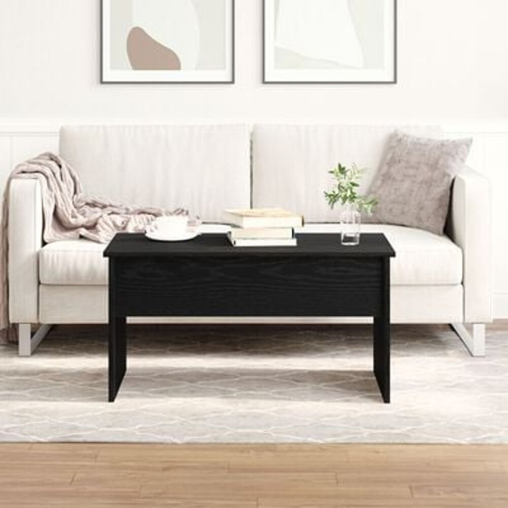 VidaXL Zwarte Eiken Salontafel - 80 x 50.5 x 41.5 cm