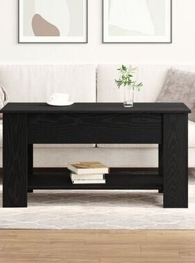 VidaXL Zwarte Eikenhouten Salontafel - 101x49x52 cm Gemaakt van Geënginieerd Hout