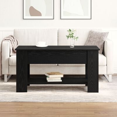 VidaXL Zwarte Eikenhouten Salontafel - 101x49x52 cm Gemaakt van Geënginieerd Hout
