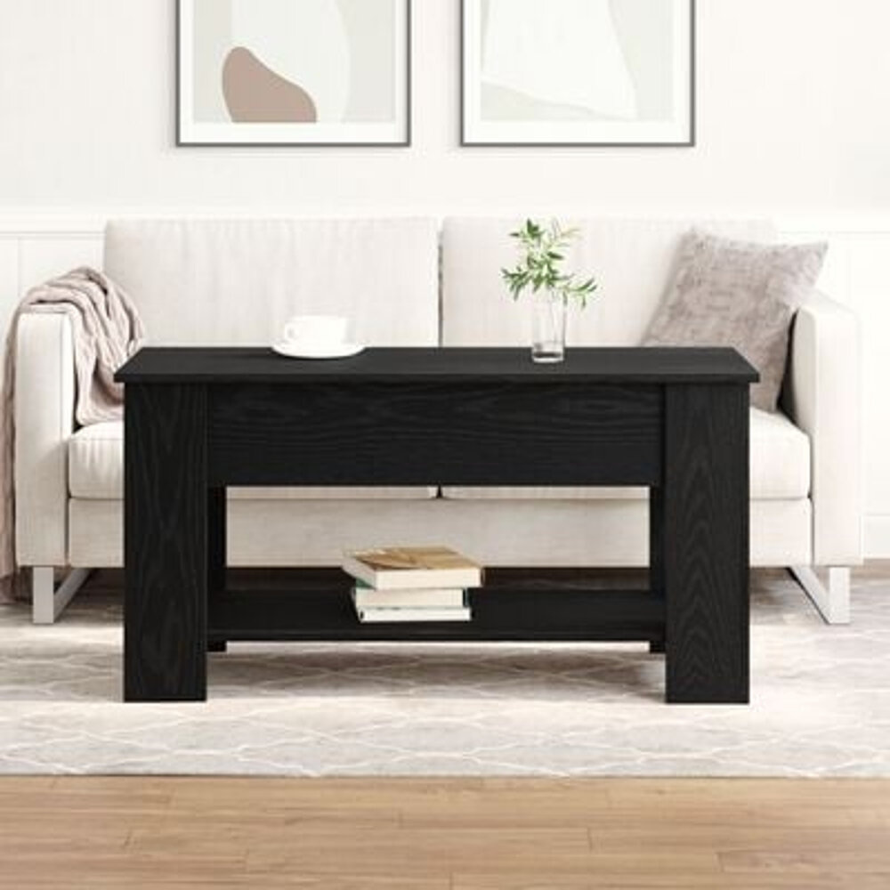 VidaXL Zwarte Eikenhouten Salontafel - 101x49x52 cm Gemaakt van Geënginieerd Hout