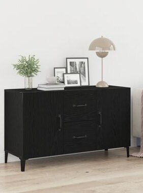 VidaXL Zwarte Eikenhouten Dressoir - 100 x 36 x 60 cm - Gemaakt van Gefabriceerd Hout