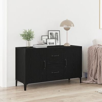 VidaXL Zwarte Eikenhouten Dressoir - 100 x 36 x 60 cm - Gemaakt van Gefabriceerd Hout