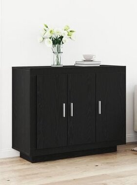 VidaXL Dressoir 92x35x75 cm bewerkt hout zwart eikenkleurig
