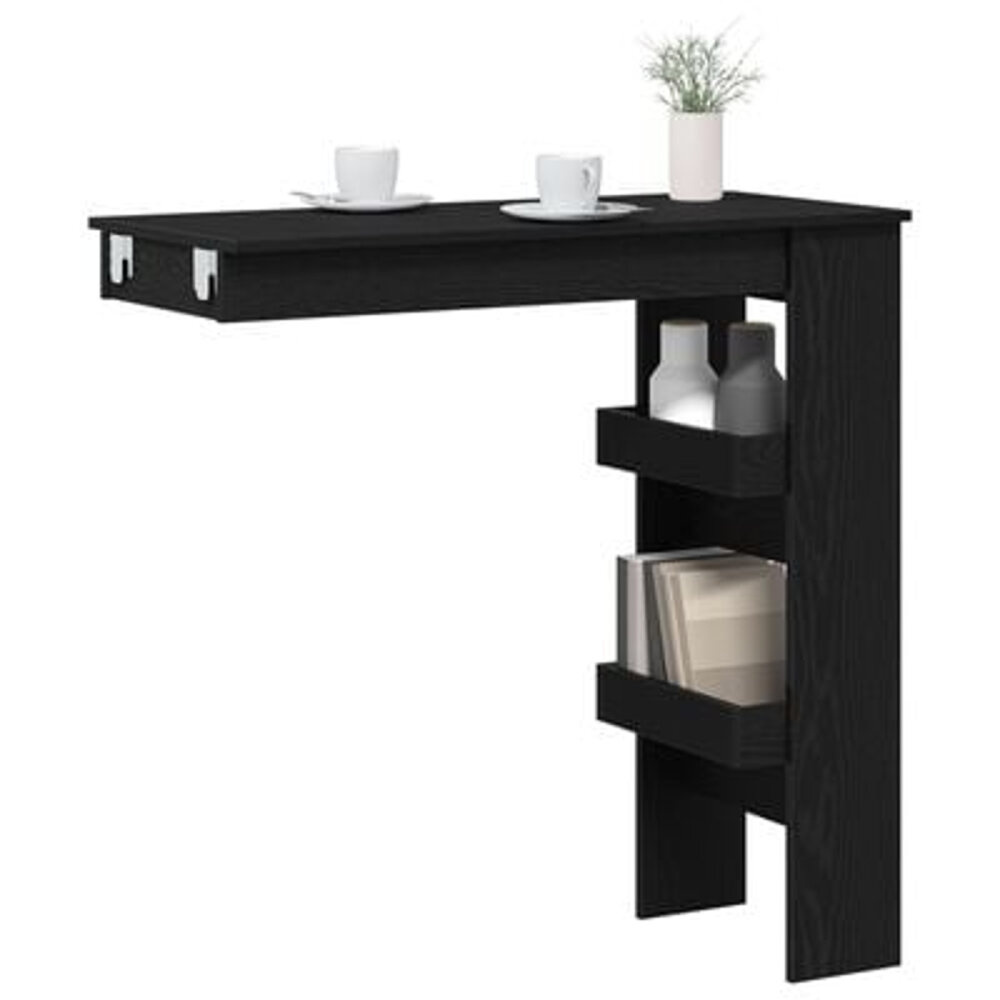 VidaXL Wandbar Tafel - Zwart Eiken - 102x55x103.5 cm - Gemaakt van Bewerkt Hout