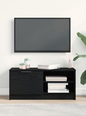 VidaXL Tv-meubel 80x35x36,5 cm bewerkt hout zwart eikenkleurig