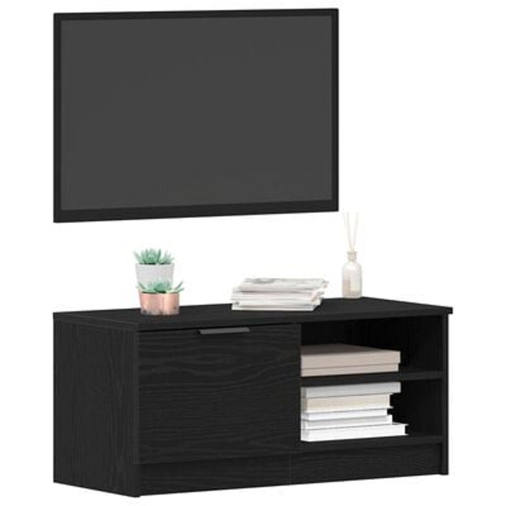 VidaXL Tv-meubel 80x35x36,5 cm bewerkt hout zwart eikenkleurig