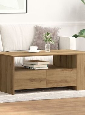 VidaXL Salontafel - Artisan Eiken - 102x55x43,5 cm - Gemaakt van Verwerkt Hout