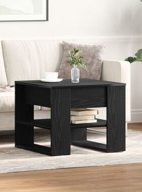 VidaXL Zwarte Eikenhouten Salontafel 55,5x55x45 cm Gemaakt van Bewerkt Hout