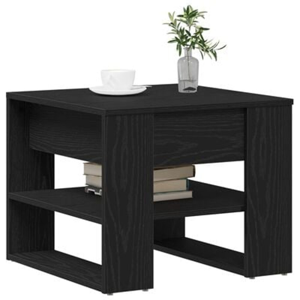 VidaXL Zwarte Eikenhouten Salontafel 55,5x55x45 cm Gemaakt van Bewerkt Hout