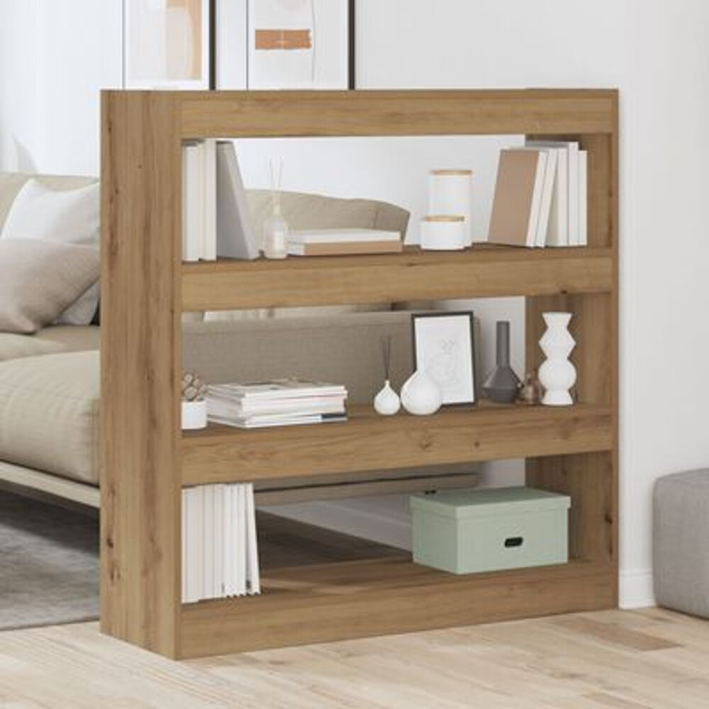 VidaXL Boekenkast/Kamerscherm in Ambachtelijk Eiken - 100x30x103cm, Gemaakt van Gefabriceerd Hout