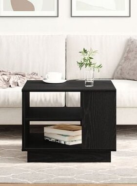 VidaXL Zwarte Eiken Salontafel 55x55x42 cm Gemaakt van Bewerkt Hout