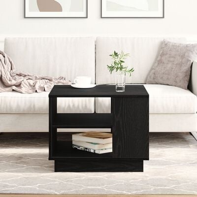 VidaXL Zwarte Eiken Salontafel 55x55x42 cm Gemaakt van Bewerkt Hout