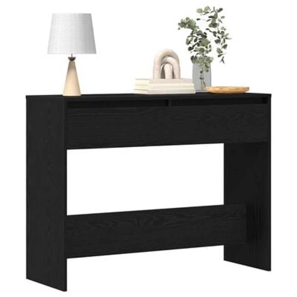 VidaXL Zwarte Eiken Console Tafel - 100x35x76.5 cm - Engineered Wood
