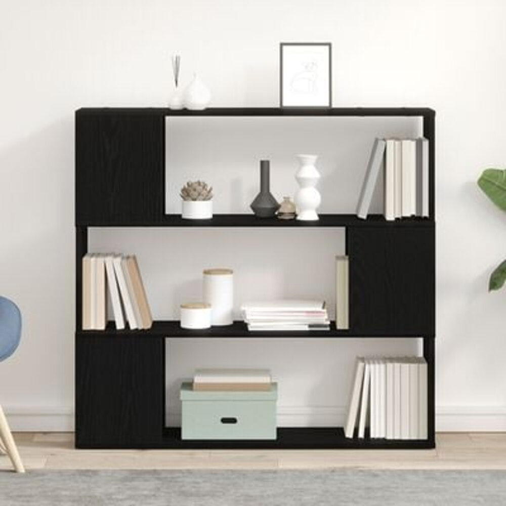 VidaXL Boekenkast Zwart Eiken 100x24x94 cm Gemaakt van Hout