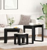 VidaXL 3-delige Tafeltjesset bewerkt hout zwart eikenkleurig