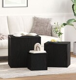 VidaXL 3-delige Bijzettafelset stapelbaar bewerkt hout zwart eiken