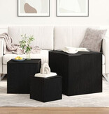 VidaXL 3-delige Bijzettafelset stapelbaar bewerkt hout zwart eiken