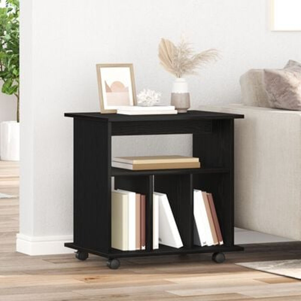 VidaXL Rolkast 60x45x55 cm bewerkt hout zwart eikenkleurig