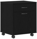 VidaXL Rolling Cabinet Zwart Eiken 45x38x54 cm Bewerkt Hout