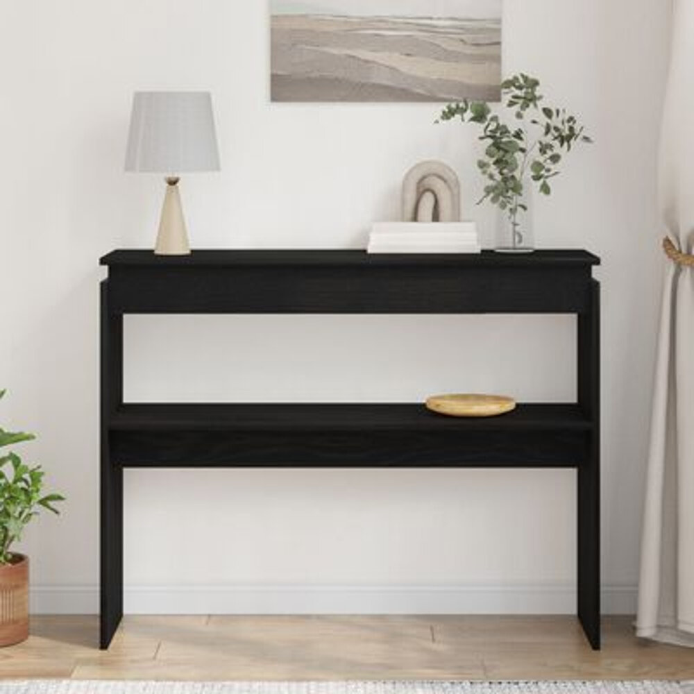 VidaXL Console Tafel Zwart Eiken 80x30x102 cm Houtmateriaal