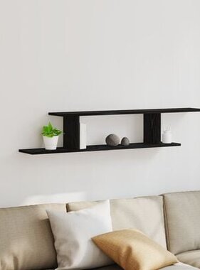 VidaXL Wandplank voor TV Zwart Eiken 125x18x23 cm Bewerkt Hout
