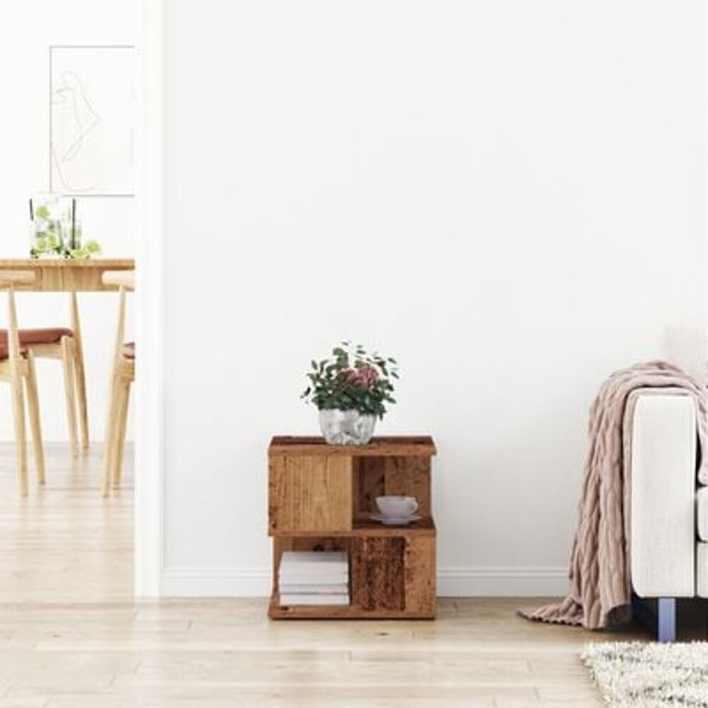 VidaXL Bijzettafel 40x40x40 cm bewerkt hout oud houtkleurig