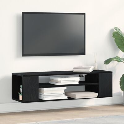 VidaXL Wand-tv-kast Zwart Eiken 100x30x26,5 cm Gemaakt van Hout