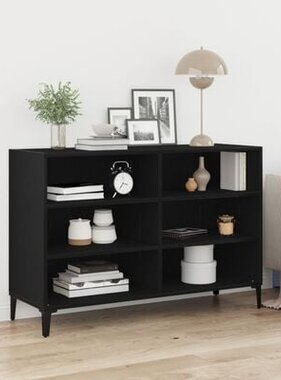 VidaXL Dressoir Zwart Eiken 103,5x35x70 cm Gelaagd Hout