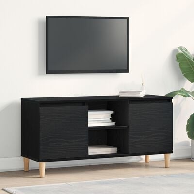 VidaXL Tv-meubel met houten poot 102x35x50 cm zwart eikenkleurig