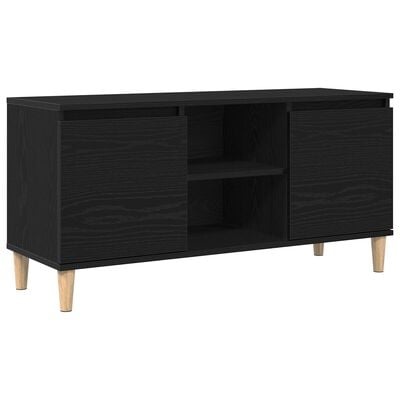 VidaXL Tv-meubel met houten poot 102x35x50 cm zwart eikenkleurig