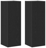 VidaXL Wandmontage TV-kasten 2 stuks Zwart Eiken 30,5x30x90 cm Bewerkt Hout