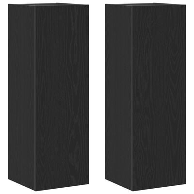 VidaXL Wandmontage TV-kasten 2 stuks Zwart Eiken 30,5x30x90 cm Bewerkt Hout