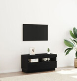 VidaXL TV-meubel met LED-verlichting Zwart Eiken 80x35x40 cm Bewerkt hout