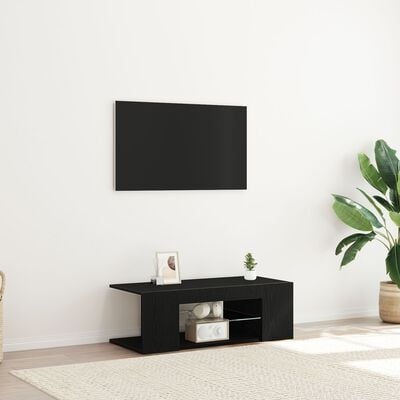 VidaXL TV-meubel met LED-verlichting - Zwart Eiken - 90x39x30 cm - Geengineerd Hout